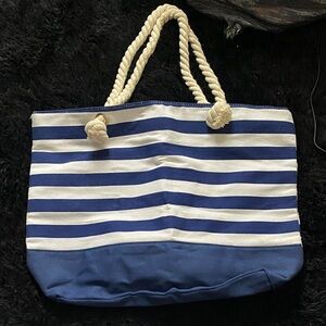 Nautical Striped Tote Bag - Blue and White